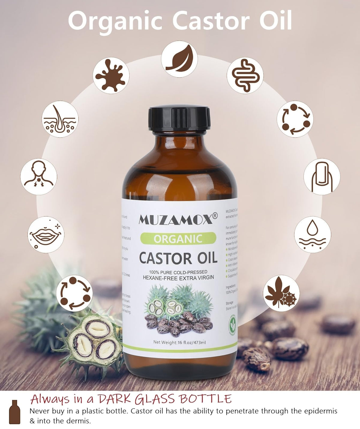 MUZAMOX oil pouring to show thick texture and moisturizing benefit