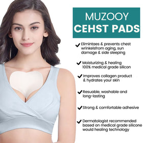 Muzooy patch applied on décolleté demonstrating overnight wear comfort