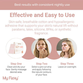 My Flexy strip placed on smile lines showing wrinkle-smoothing benefit