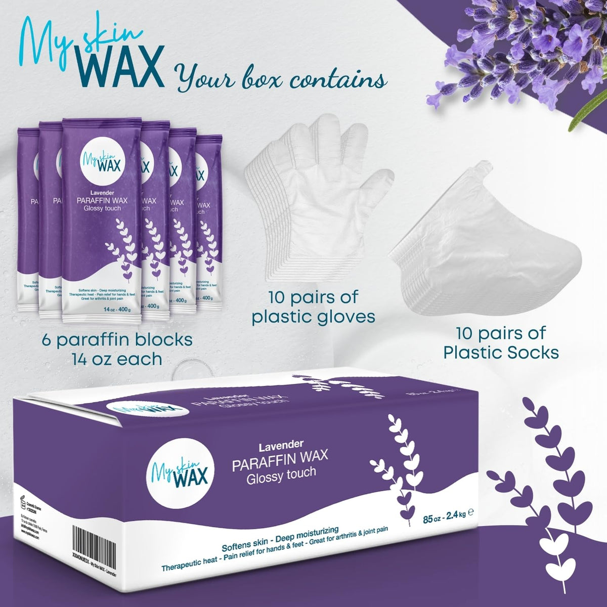 Close-up of My Skin WAX block texture conveying smooth, hypoallergenic wax and moisturizing finish