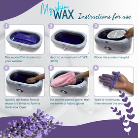 Weight and scale comparison showing My Skin WAX six-block 5.25 lb maxi pack for value clarity