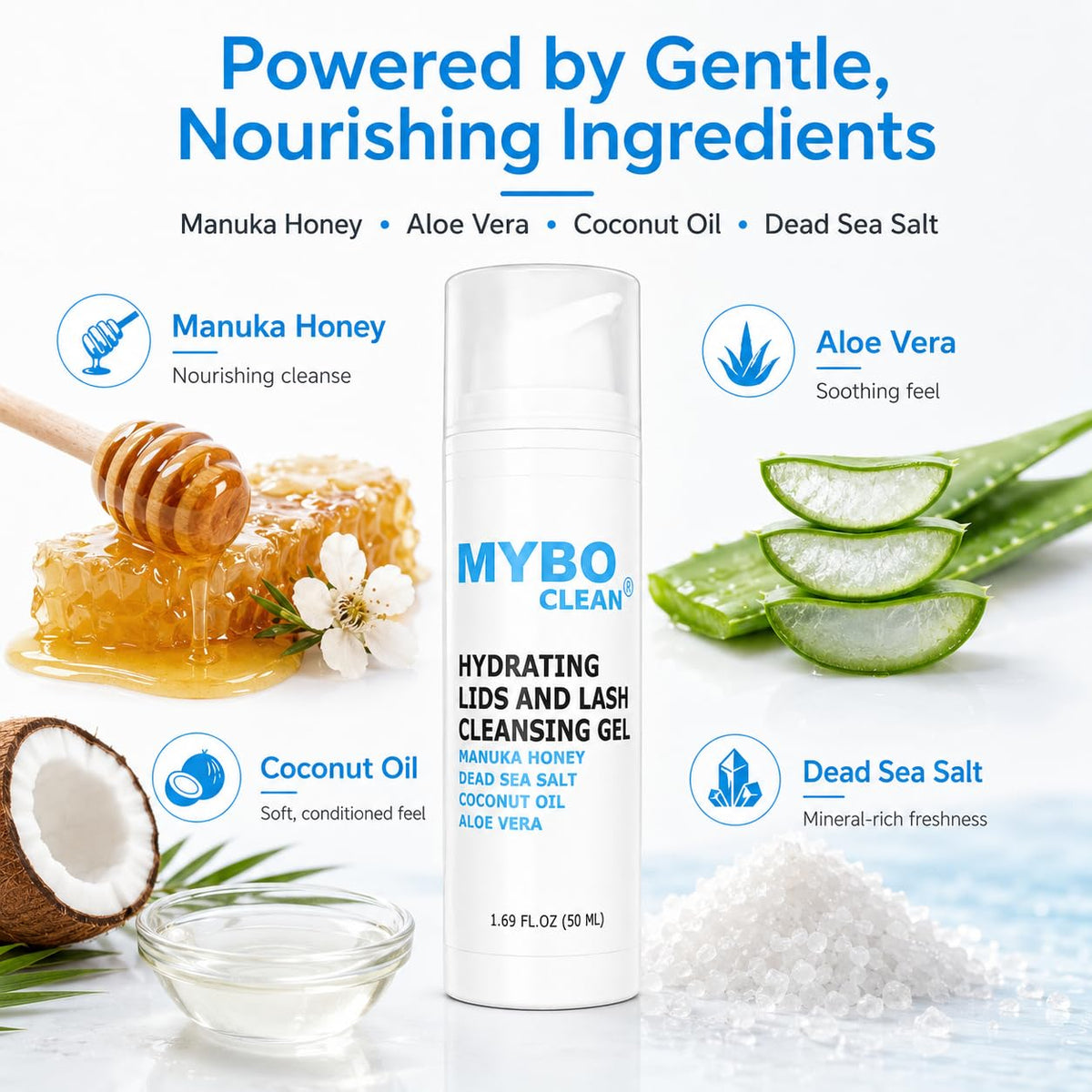 Myboclean product label close-up displaying ingredient list and pH-balanced benefit