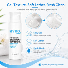 Myboclean bottle beside measuring cup to show 1.69 fl oz size and travel-friendly scale