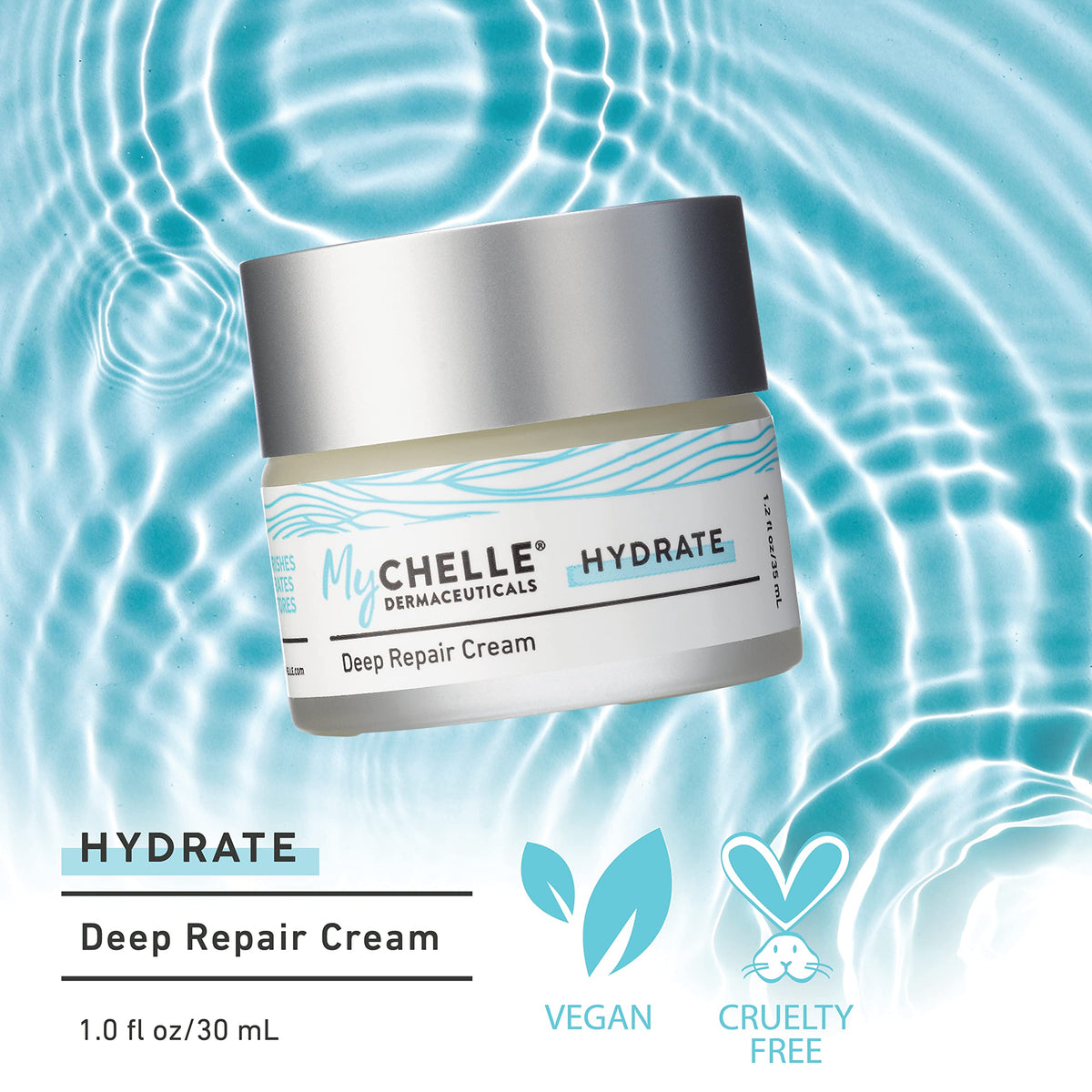 MyChelle cream texture close-up showing rich hydration and absorbency
