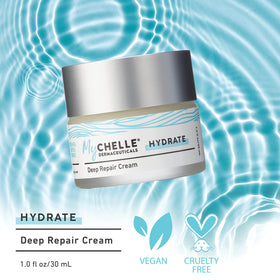 MyChelle cream texture close-up showing rich hydration and absorbency