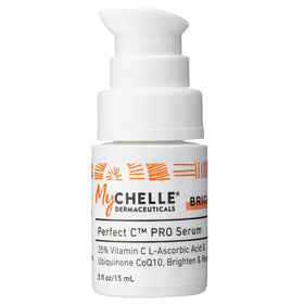 MyChelle Dermaceuticals front packaging showing the serum bottle benefits brightening
