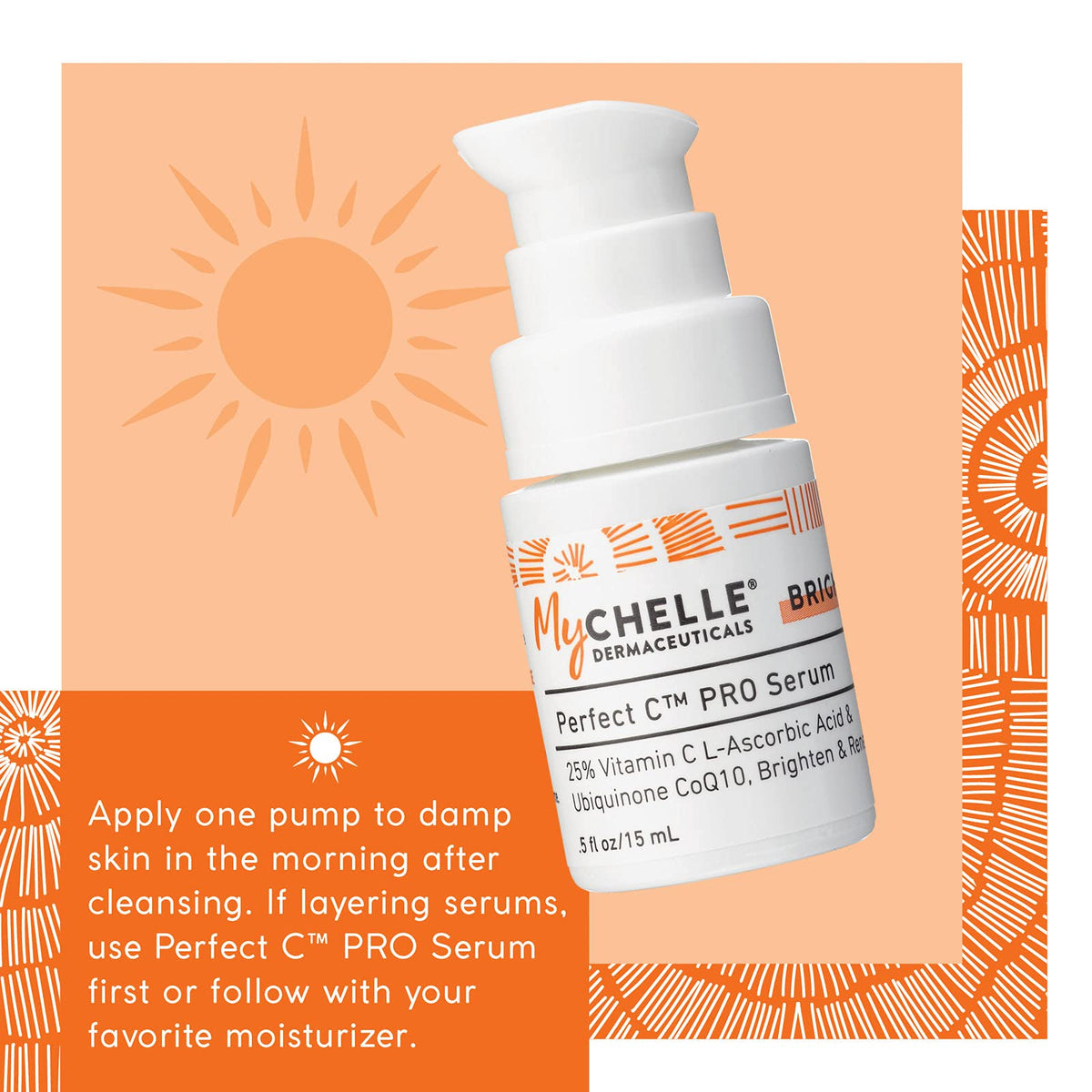 MyChelle Dermaceuticals serum applied in morning routine with SPF protection