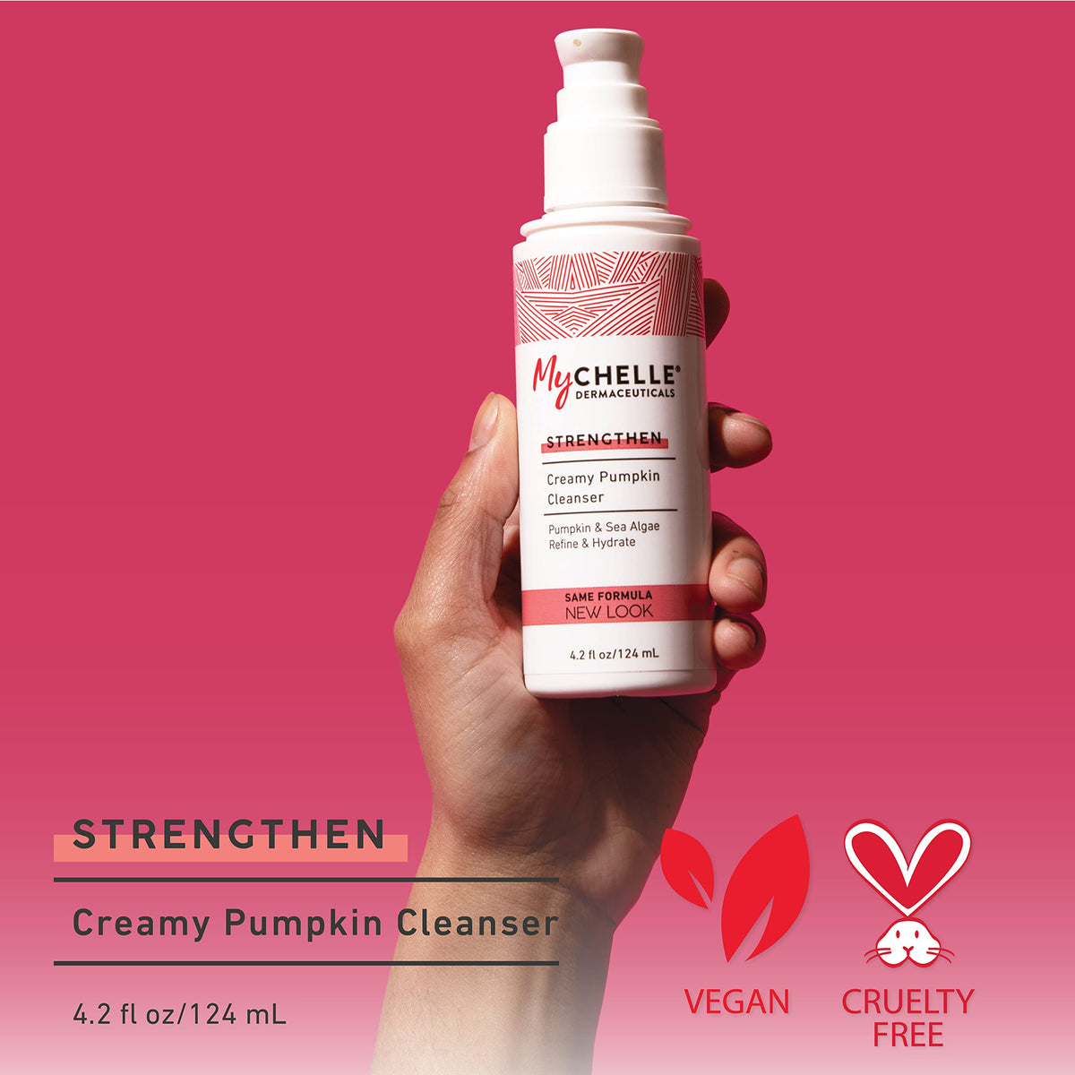 MyChelle Pumpkin Cleanser label close-up showing fruit AHAs and antioxidant ingredients for clarity