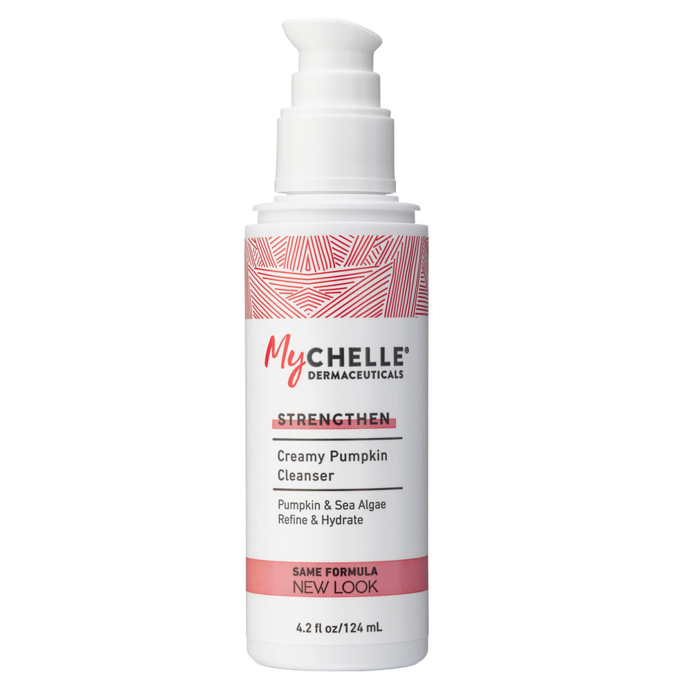 MyChelle Pumpkin Cleanser front packaging showing bottle and branding, highlights clean formulation