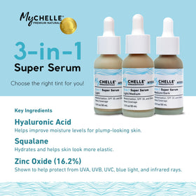MyChelle pump dispensing serum illustrating easy controlled application benefit