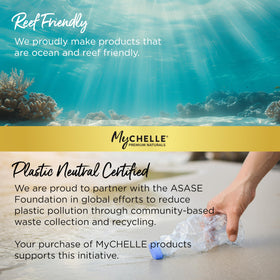 MyCHELLE Sun Shield Stick label and ingredients showing reef-safe formula