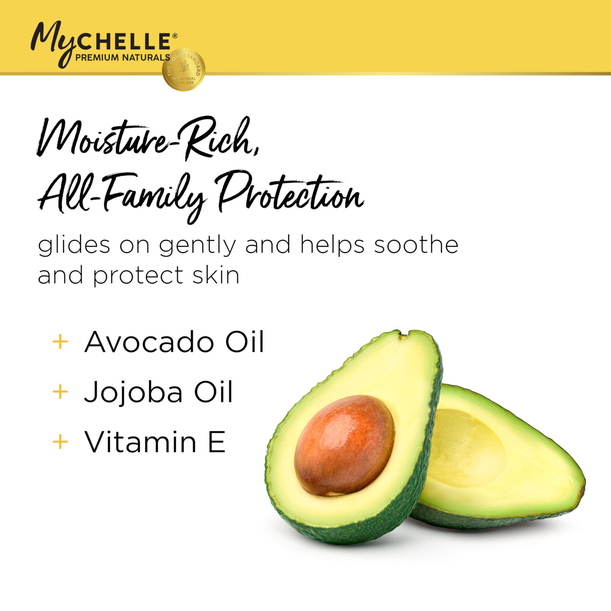 MyCHELLE Sun Shield Stick texture close-up highlighting smooth blendability