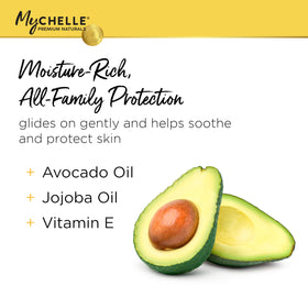 MyCHELLE Sun Shield Stick texture close-up highlighting smooth blendability