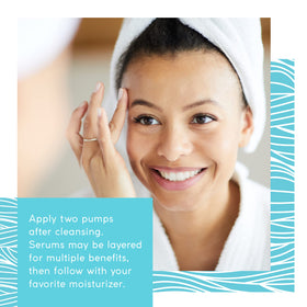 MyChelle applying serum on hand demonstrating fast absorption benefit