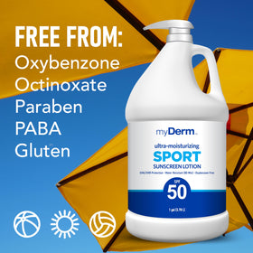 Myderm in-use sports application on athlete showcasing water-resistant active protection
