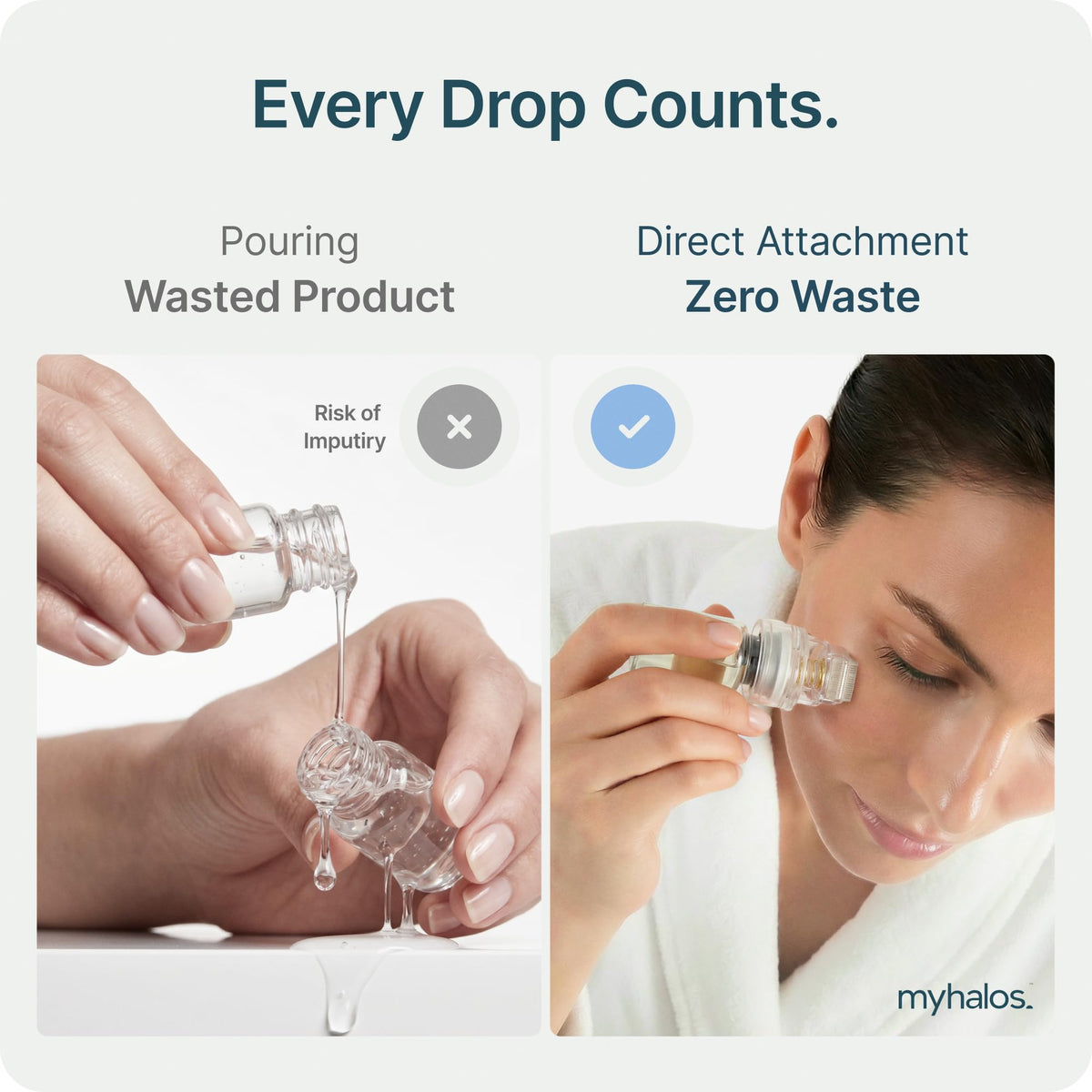 myhalos routine on bath counter showing convenient at-home use benefit