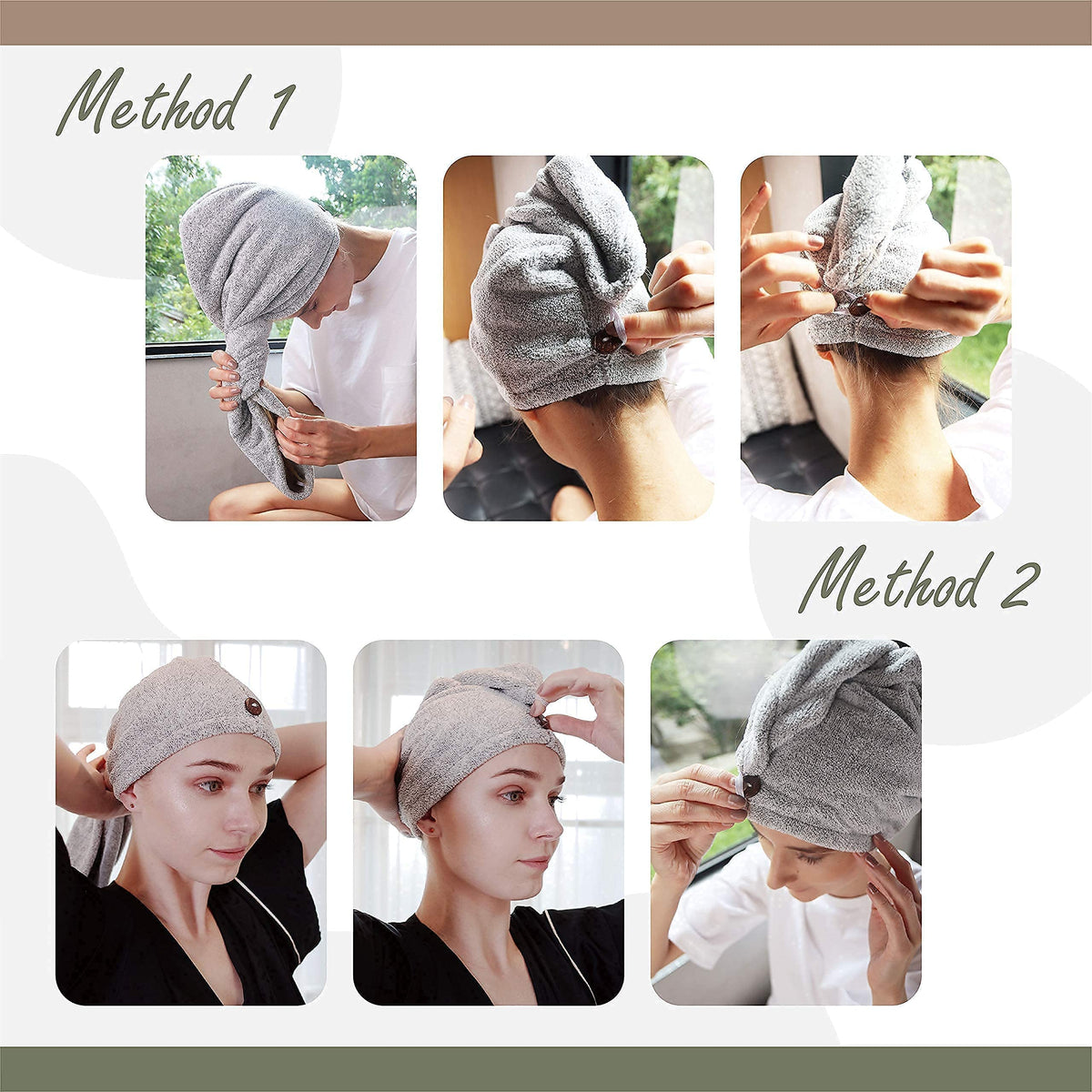 myHomeBody turban paired with robe in bathroom showing stylish convenience