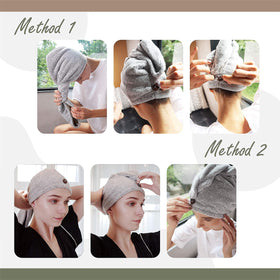 myHomeBody turban paired with robe in bathroom showing stylish convenience