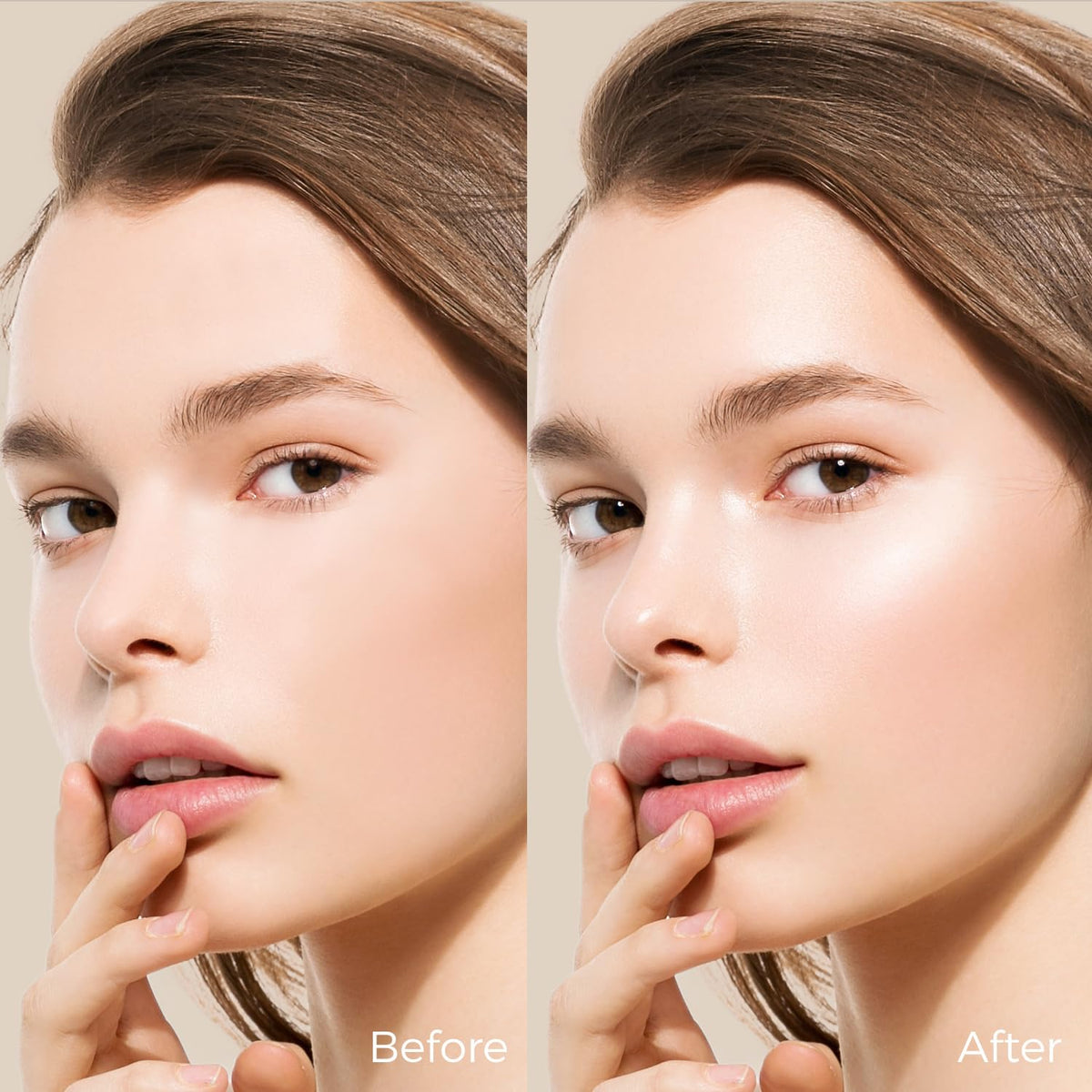 MYMERRY application on cheek showing natural glow and instant lift benefit