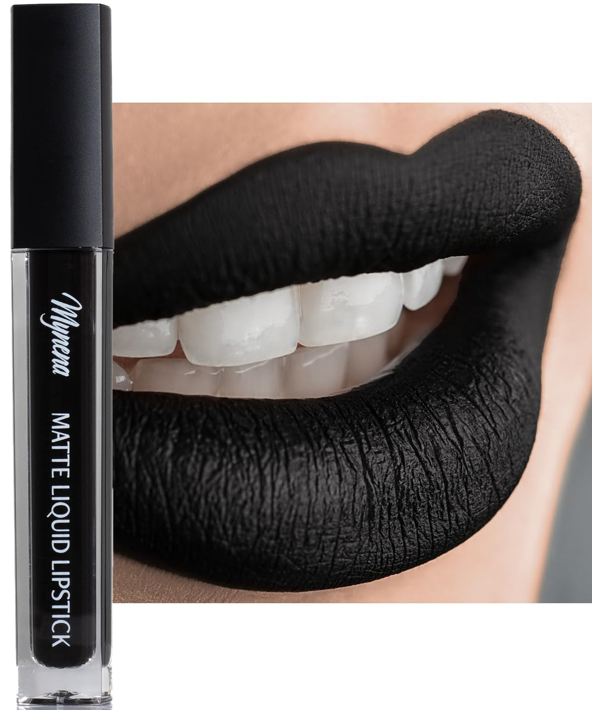 Mynena front packaging showing Linda black matte and brand clarity