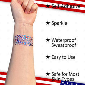 Mysense glitter stick applied to cheek highlighting shimmer and long-lasting hold during celebration