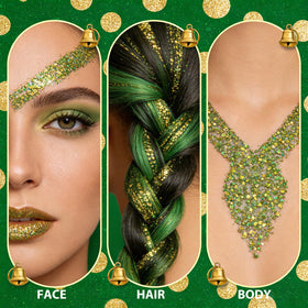 Mysense glitter streak in hair showing color shift and durable hold during movement