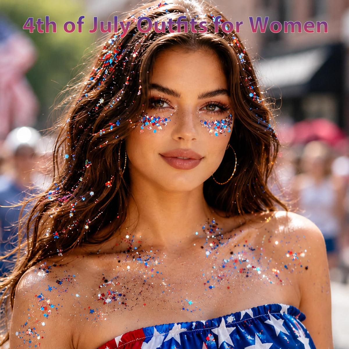 Mysense shoulder and collarbone glitter accent delivering photo-ready patriotic shimmer