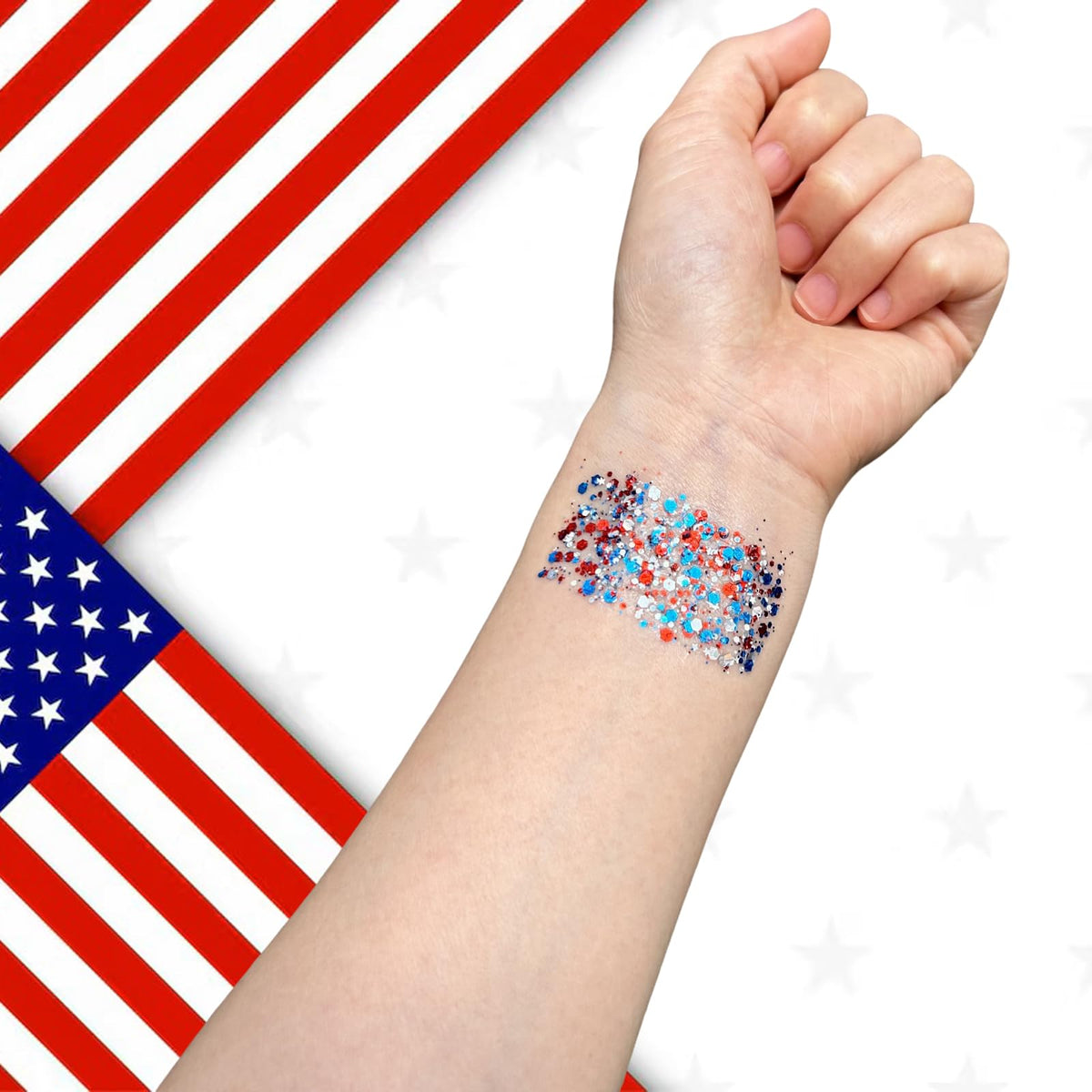 Mysense glitter stick held in hand showing compact travel-friendly size and convenience