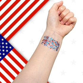 Mysense glitter stick held in hand showing compact travel-friendly size and convenience