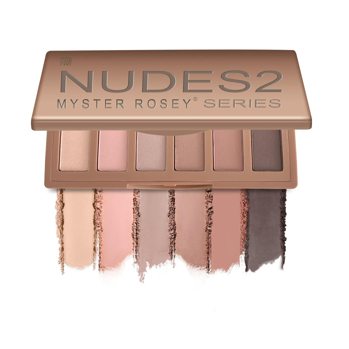 MYSTER ROSEY front packaging showing compact six-pan palette and logo