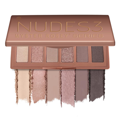 MYSTER ROSEY front palette showing six neutral shades and compact design for travel
