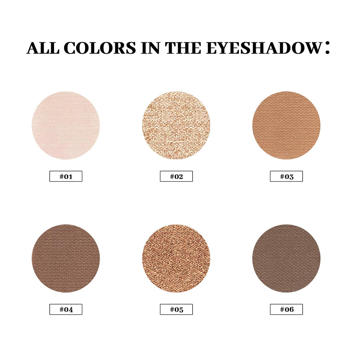MYSTER ROSEY open palette showing six matte nude shades