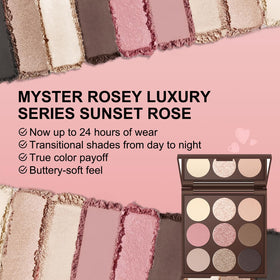 MYSTER ROSEY swatches on arm showing shade range and easy buildable payoff