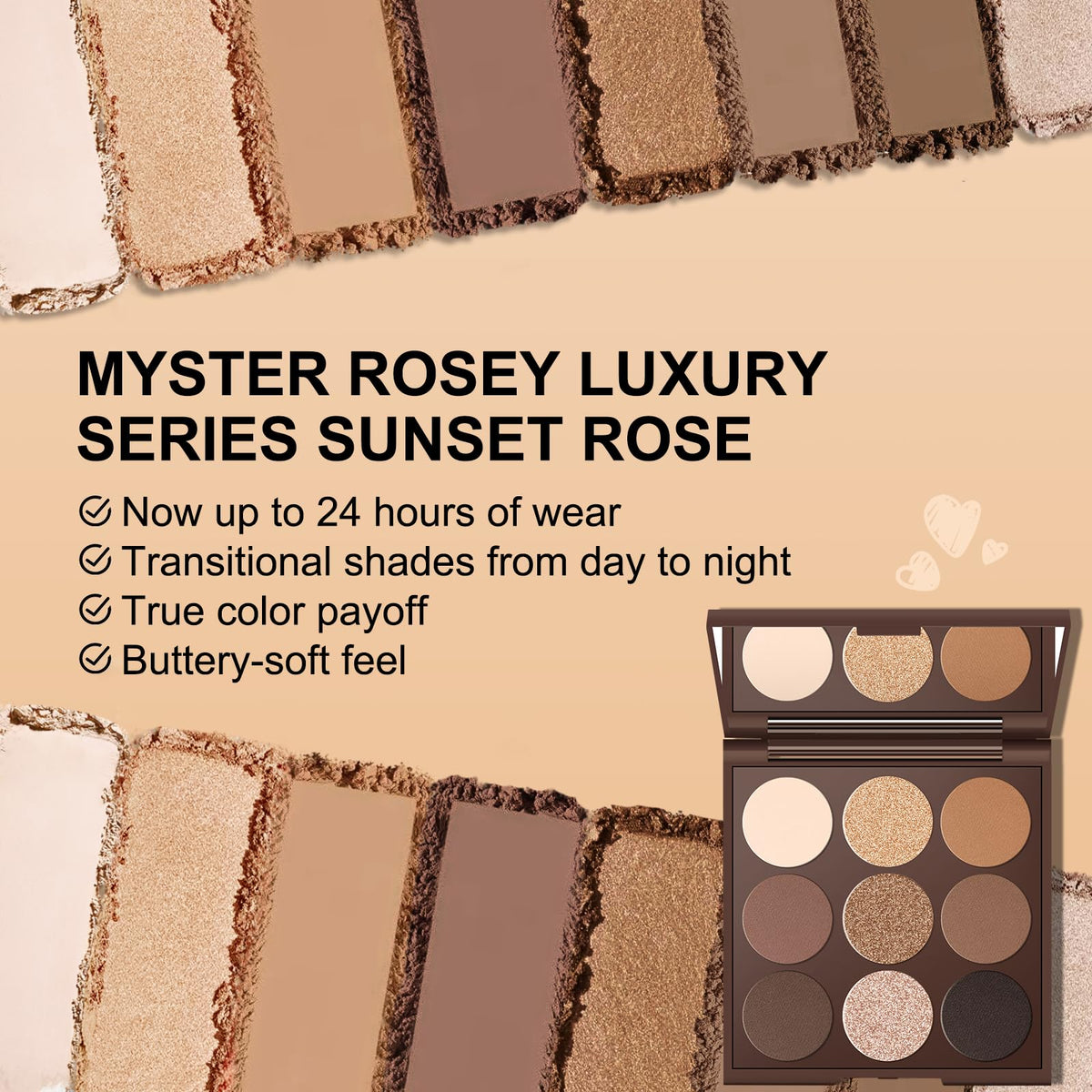 MYSTER ROSEY swatches on arm showing smooth texture and buildable coverage