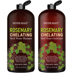 MYSTÉRE BEAUTÉ front packaging showing shampoo and conditioner set for clarifying