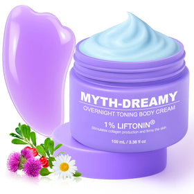 MythosFlow jar front view showing packaging and firming cream benefits