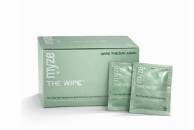 Myze The Wipe front packaging showing 30ct for easy identification and convenience