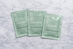 Myze The Wipe demonstrated in hand wiping eyelid to show gentle, effective cleaning