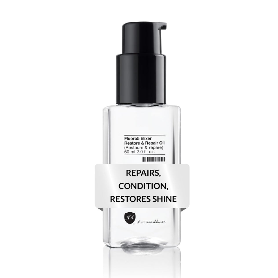 n4 Fluoro5 Elixir front bottle showing sleek design and travel size benefit
