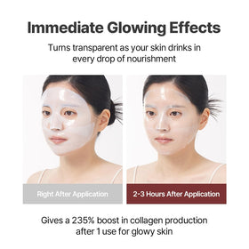 NACIFIC mask held in hand to show thin hydrogel and full-ampoule saturation benefit