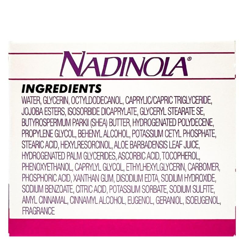 NADINOLA jar next to a ruler illustrating 2.25 oz size for travel and home use