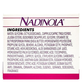 NADINOLA jar next to a ruler illustrating 2.25 oz size for travel and home use