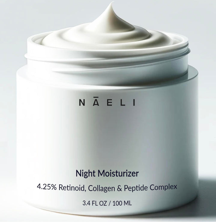 NAELI front packaging showing product and benefits for nighttime renewal