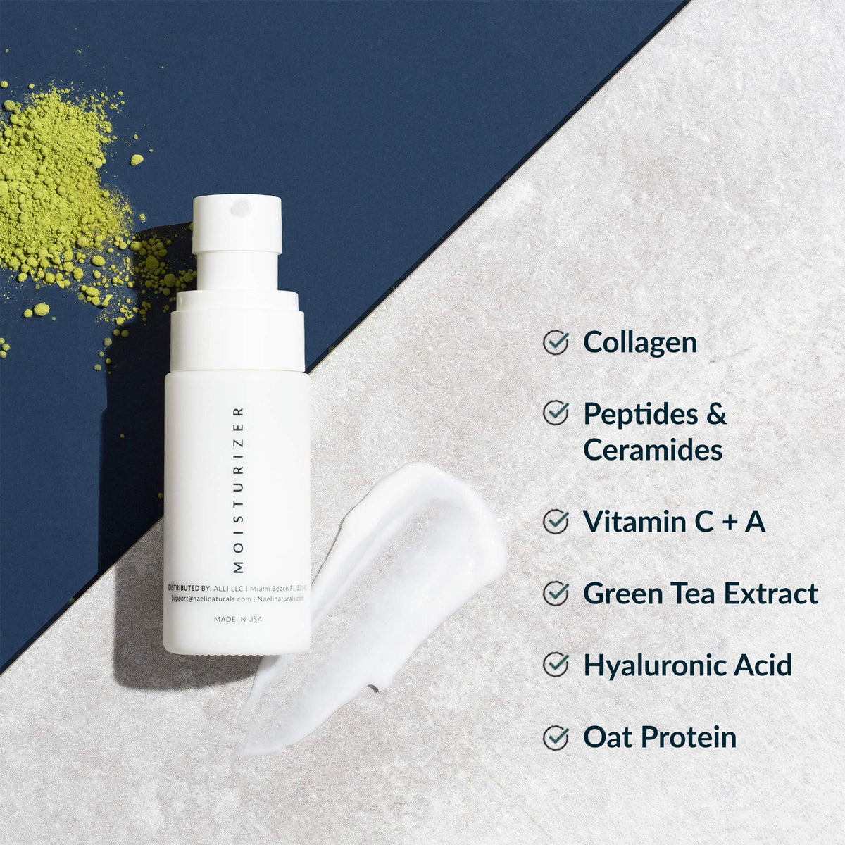NAELI label detail showing key ingredients and clean formulation benefits