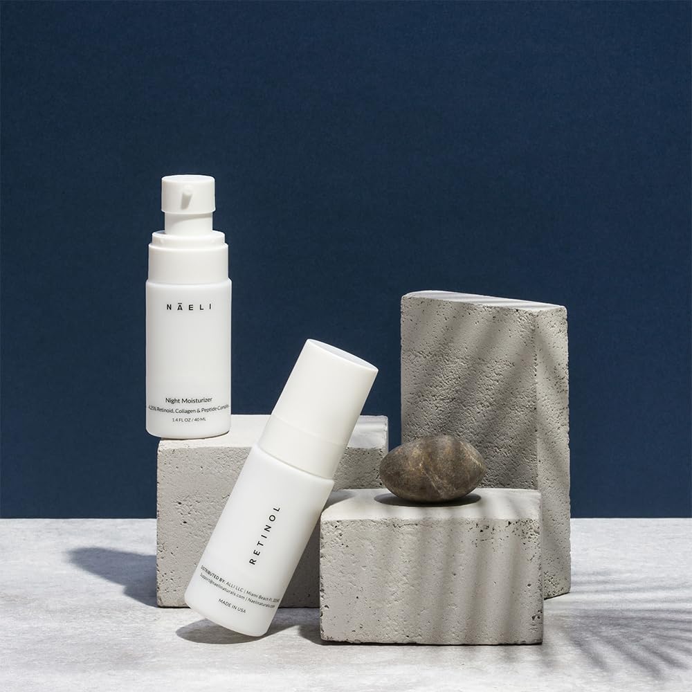 NAELI retinoid cream being applied to face and neck for targeted smoothing benefit