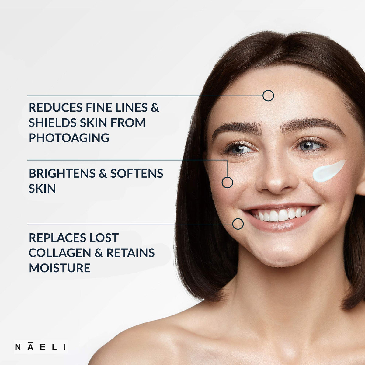 NAELI cream texture close-up highlighting hydrating, lightweight finish