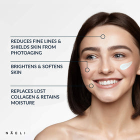 NAELI cream texture close-up highlighting hydrating, lightweight finish