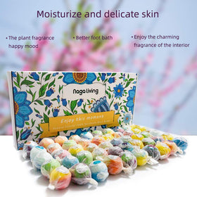 nagaliving lifestyle bathroom scene with bath bombs creating a spa atmosphere benefit