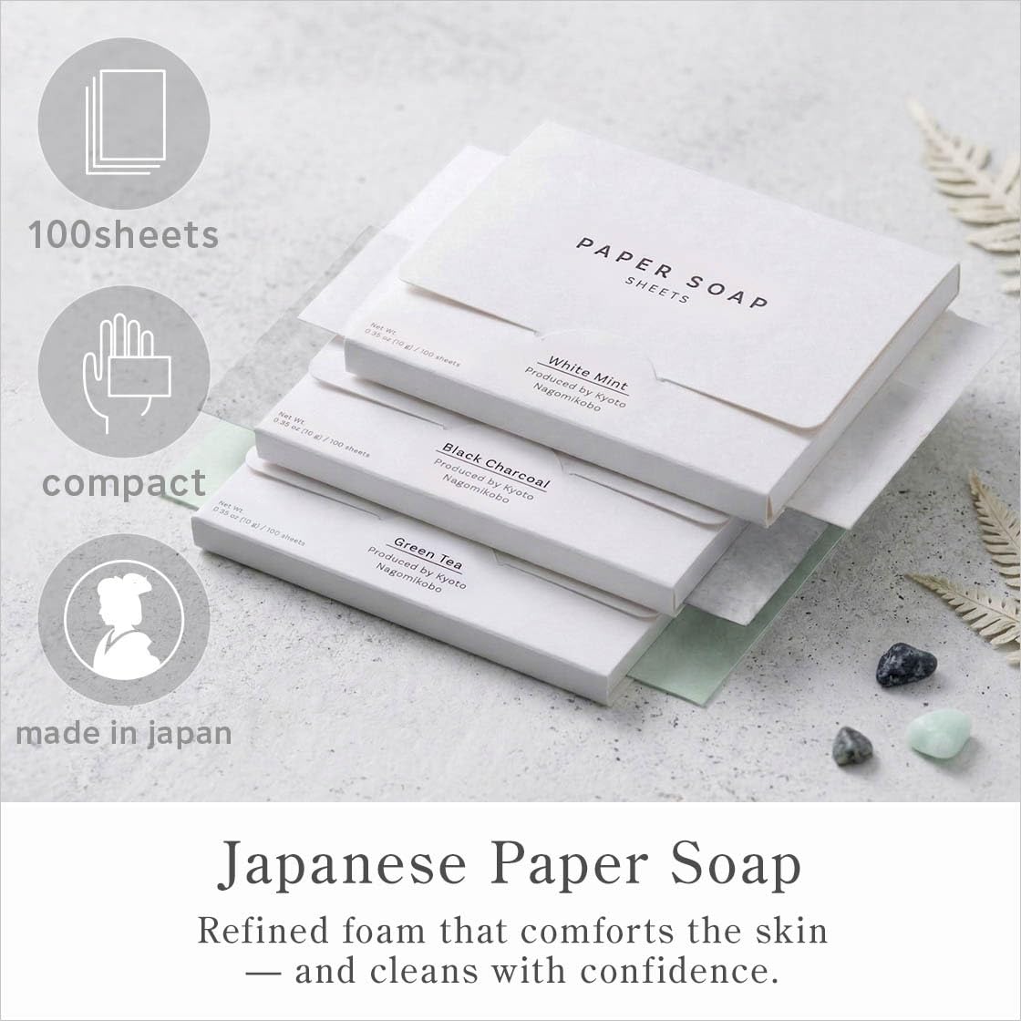なごみ工房 close-up of soap sheet texture shows thin dissolvable design benefit fast lather