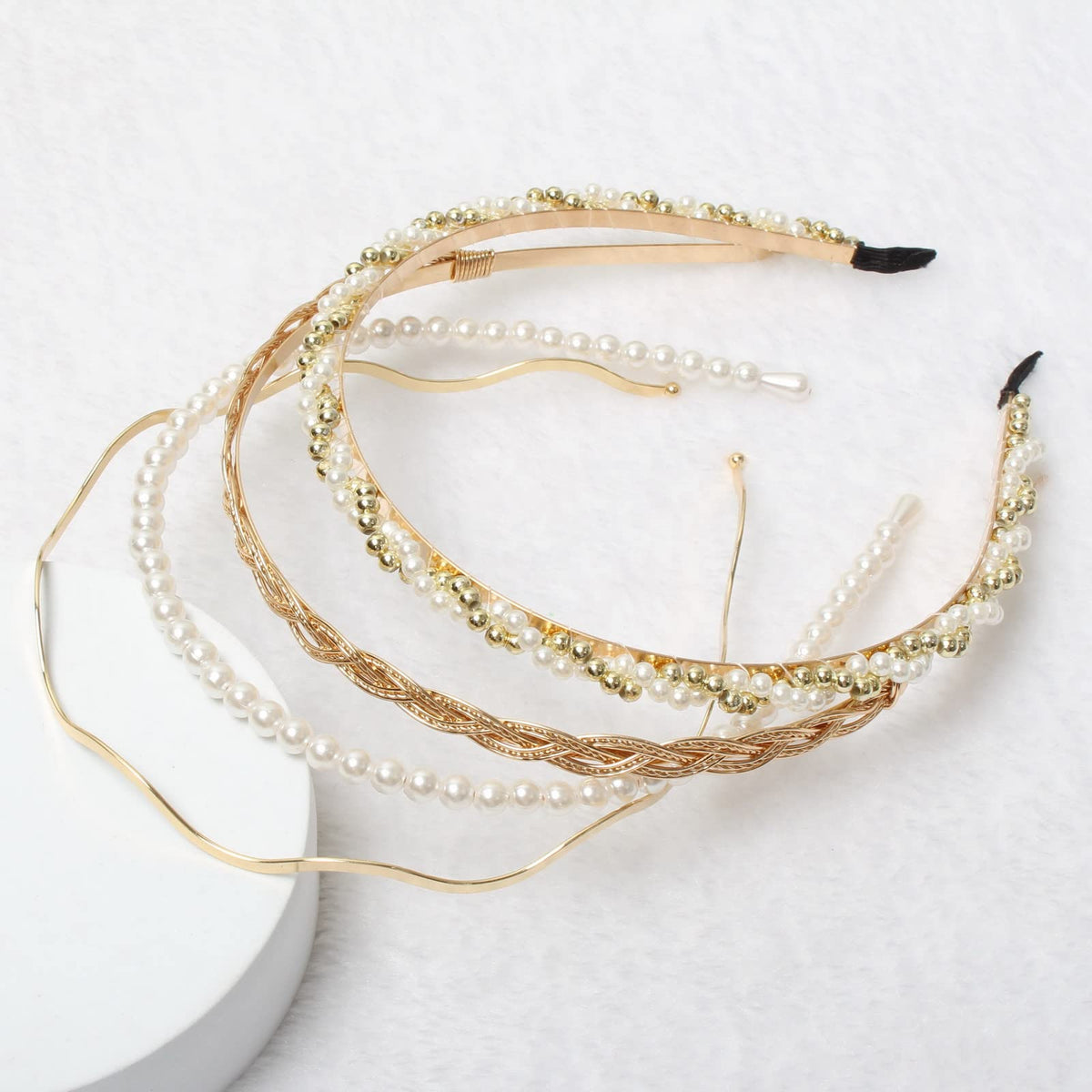 naibirdr thin gold metal headband closeup adds subtle shine without weight